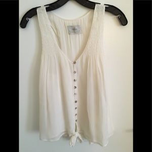 Breezy Silk Chiffon White Tie Tank Top